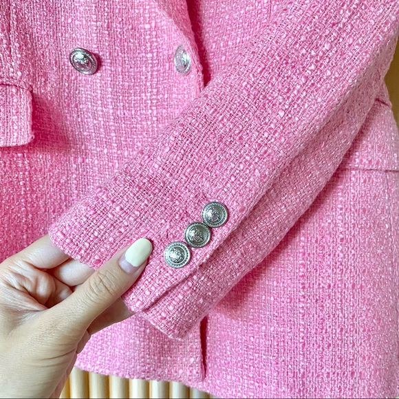 Zara pink tweed double breasted blazer barbie - Picture 10 of 13